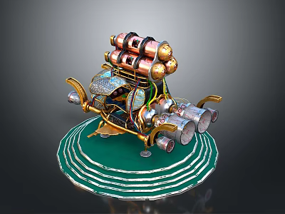 Detailed Cosmic Spacecraft Model With Multiple Thrusters And Circular Metallic Base 3d model
