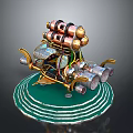 Detailed Cosmic Spacecraft Model With Multiple Thrusters And Circular Metallic Base