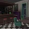 Vintage Industrial Interior With Green Sofa Set And Round Coffee Table