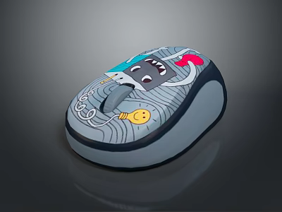 Colorful Cartoon Animal Themed Computer Mouse With Playful Patterns And Design 3d model