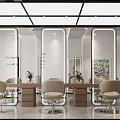 Modern Hair Salon Interior With Stylish Chairs Mirrors And Contemporary Lighting