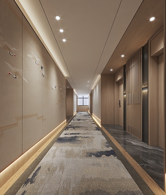 New Chinese Hotel Room Aisle 3d model