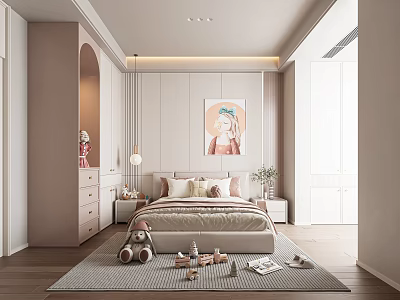 Cozy Modern Kids Bedroom Interior With Plush Toy And Decor 3d model