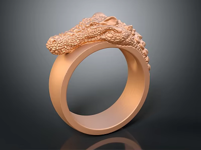 Golden Crocodile Head Design Ring Unique Luxury Jewelry Piece With Statement Accessory Look 3d model