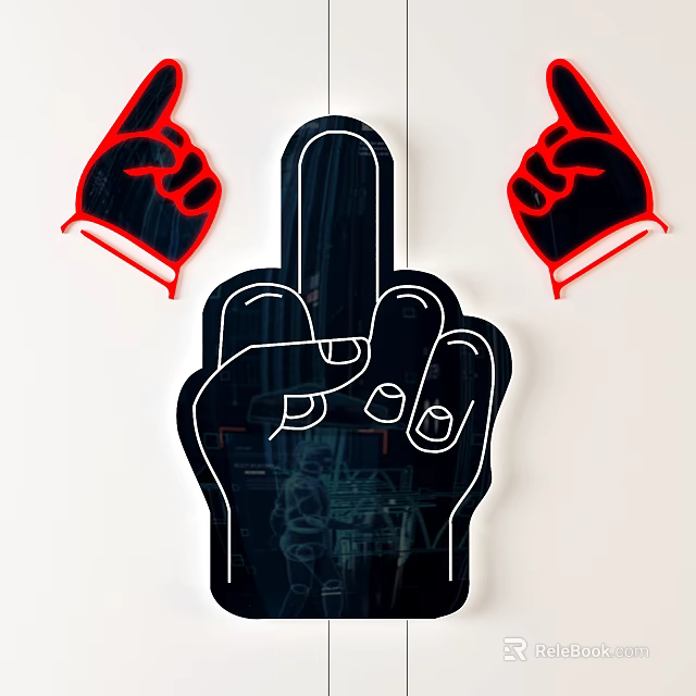 Gesture Shaped Red And Black Decorative Lights With Small Left And Right On White Background 3d model 
