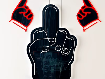 Gesture Shaped Red And Black Decorative Lights With Small Left And Right On White Background 3d model