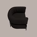 Modern Black Leather Single Sofa With Curved Arms And Sturdy Metal Frame