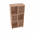 Natural Wood Storage Shelf Unit With Multiple Open Compartments And Slatted Panels 3d model