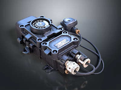 Industrial Mechanical Component With Black Body Control Knob Connectors And Wires 3d model