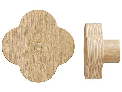 Decorative Wooden Clover Shaped Wall Hook Front And Side View Design 3d model