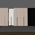 Modern Minimalist Wardrobe Interior With White And Black Panels And Wooden Floor Mat