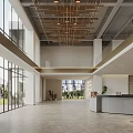 Modern Lobby Front Desk Reception With Large Windows Natural Light And Green Plants