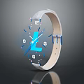Modern Smartwatch Featuring Light Leather Strap And Blue Digital Display Tech Elements 3d model