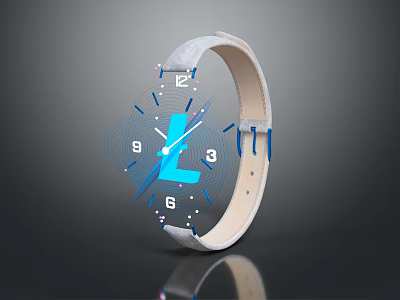 Modern Smartwatch Featuring Light Leather Strap And Blue Digital Display Tech Elements 3d model