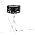 Stylish Floor Lamp With Silver Sequined Shade And White Cross Stand Warm Light Glow