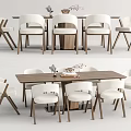 Modern Dining Table Set With Wooden Tabletop White Chairs And Decorative Centerpiece