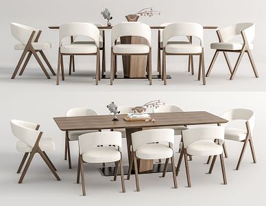 Modern Dining Table and Chair Combination Single Chair Dining Chair Ornaments Combination 3d model