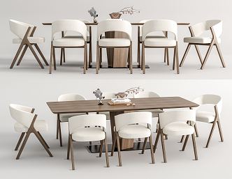 Modern Dining Table and Chair Combination Single Chair Dining Chair Ornaments Combination 3d model