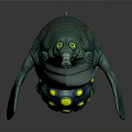 Fantasy Game Movie Character With Teal Body Yellow Eyes Spots And Finned Limbs
