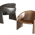 Modern Leather Leisure Chairs In Black And Brown With Curved Backrest Design