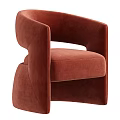 Modern Single Sofa With Curved Armrest And Light Gray Fabric Upholstery For Living Room