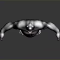 Fierce Gorilla 3D Model Standing Pose With Open Mouth Sharp Teeth Against Gray Background