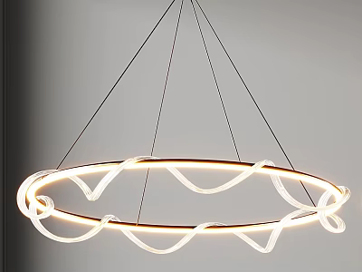 Modern Circular Chandelier With Curved LED Light Lines And Elegant Contemporary Design 3d model