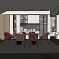 Elegant Modern Restaurant Interior With Open Layout Dining Table And Chairs 3d model