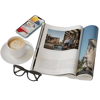 Decorative Ornament Set with Open Magazine Coffee Cup Saucer Eyeglasses and Mobile Phone 3d model
