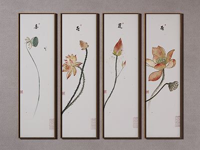 New Chinese Decorative Painting Hanging Painting 3d model