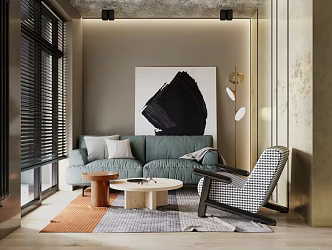modern living room double sofa leisure chair 3d model