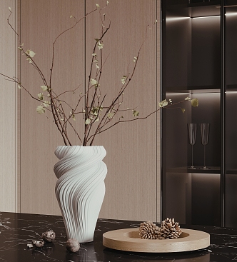 Modern Vase Flower Art Dried Branch 3d model