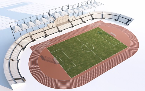 Modern football field, sports field, playground, runway, grandstand 3d model