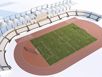 Modern football field, sports field, playground, runway, grandstand 3d model