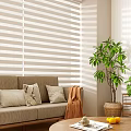 Stylish Blinds In Modern Living Room With Pendant Light Sofa And Round Rug