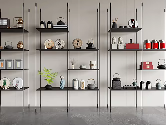 New Chinese Tea Set Tea Set Ornaments Storage Rack 3d model