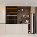 Modern Sideboard Cabinet With Glass Doors LED Lighting Storage And Decor In Dining Room