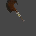 Rustic Axe With Metal Blade And Wooden Handle Leaning Against Stone Wall