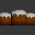 Three Delicious Cakes With White Dripping Frosting And Colorful Sprinkles