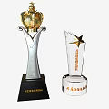 Trophies and Medals Featuring Golden Crown Silver Base Gold Star for Monthly Sales Elite Team