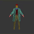 A Man Wearing a Hat Coat Vest and Trousers Standing with Arms Outstretched