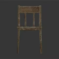 Rustic Vintage Wooden Lounge Chair With Slatted Backrest And Distressed Wood Finish