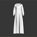 White Long Sleeve Round Neck Dress With Simple Elegant Classic Design Style 3d model