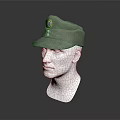 Green Service Hat With Embroidered Badge And Buttons On White Mannequin Head