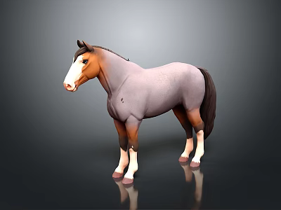 Gray And Brown Horse Figure With White Face And Legs On Dark Background 3d model