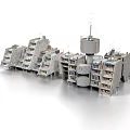 Modern Multi storey Residential Building With Concrete Facade Irregular Structure Connected Units And Balconies