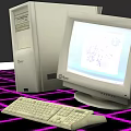 Vintage Retro Desktop Computer System With Tower Monitor And Keyboard