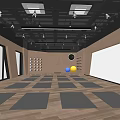 Spacious 24H Fitness Space Featuring Gray Yoga Mats Wooden Walls Blue Yellow Fitness Balls Hanging Ropes