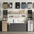 Various Modern Daily Use Appliances Display With Coffee Makers Water Dispensers Refrigerators And Kettles
