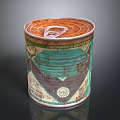 Vintage Rusty Canned Green Cucumber Food With Green Brown Label Design